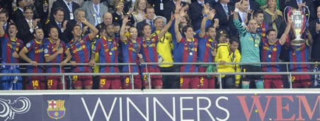 el fcb en el palco de wembley