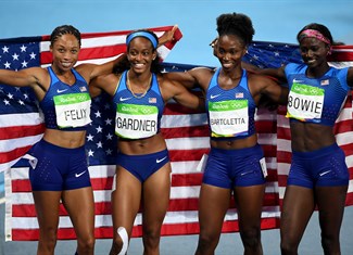 usa gold medal 4x100 m women