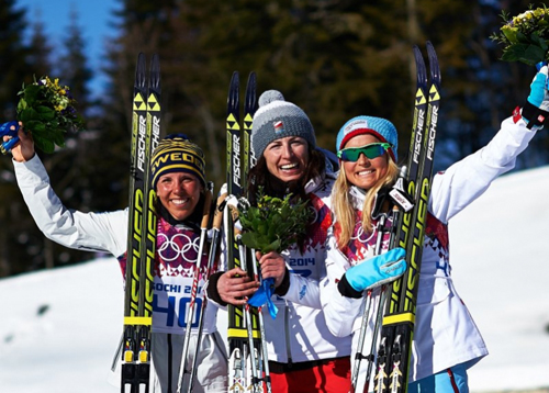 podium de la prueba de los 10km estilo clasico