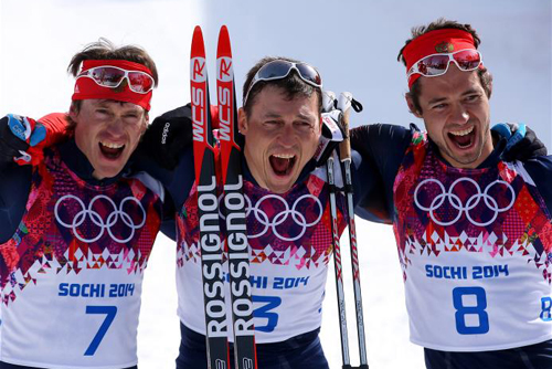 podio de la prueba de 50 km salida en masa masculina