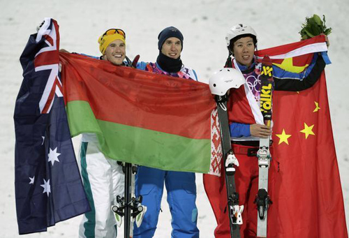 podium en la prueba de los aerials categoria masculina